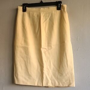 Women's 12 large vintage wool blend pencil skirt knee length cream beige